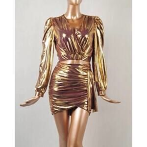 Rosevelvet Suit Women 2 Pieces Sz M Top Long Sleeve Skirt Ruched Lined